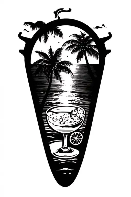 Tequila And Beach Sunset Scene