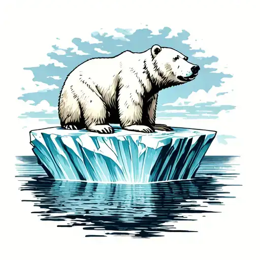 Polar Bear Floating On An Iceberg