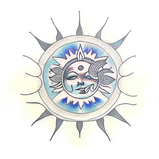 Lotus With Moon And Sun