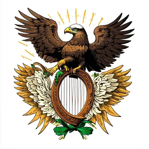 Irish Harp And Eagle
