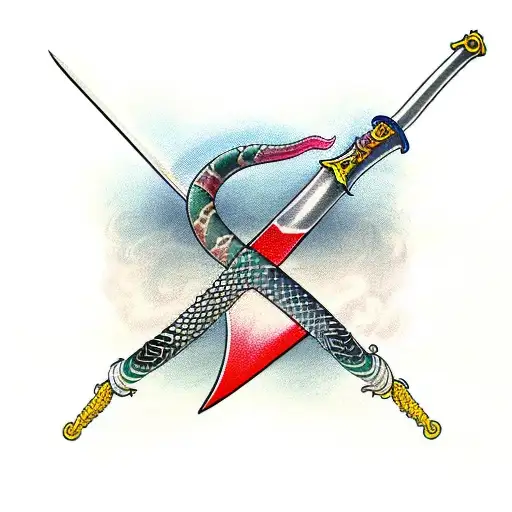 Straight Sword With A Snake Wrapped Around It