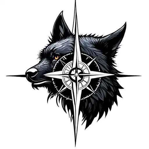 Nordic Wolf Raven Compass
