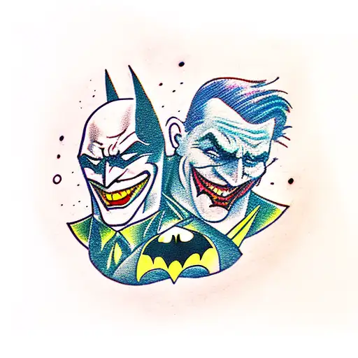 Batman And Joker Fighting With A Gotham Nighttime View