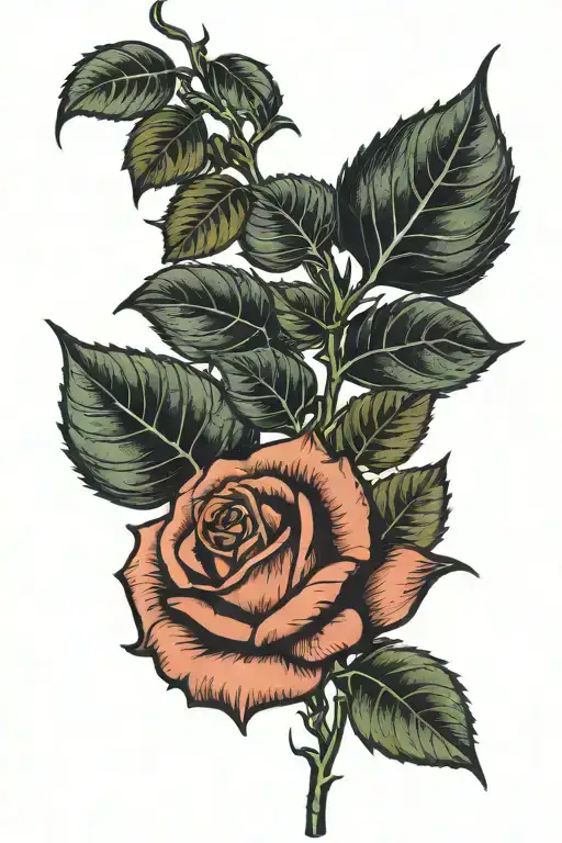 One Rose With Stem And Spider Web