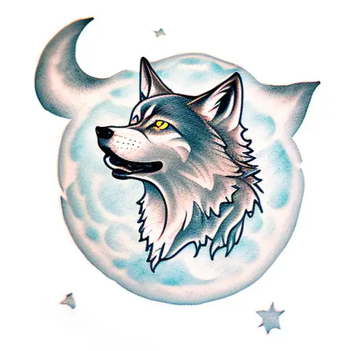 Silhouette Of A Wolf Howling At A Bleeding Moon