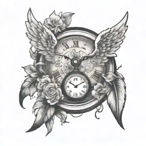 Broken Clock With Angel Wings For Stillbirth Baby