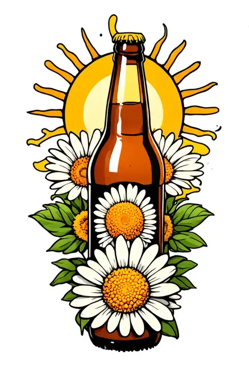 Beer Bottle Daisy And Two Suns Inspired