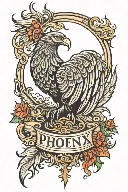 Phoenix Rising With Name Chris Hidden In Decoration Design