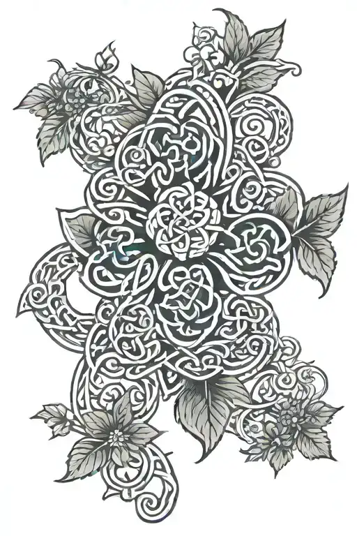 A Celtic Knot Design Incorporating Elements Of Scottish History And Wildflowers