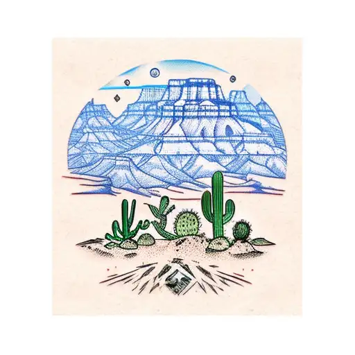 Gran Canyon Background With Cactus On Front