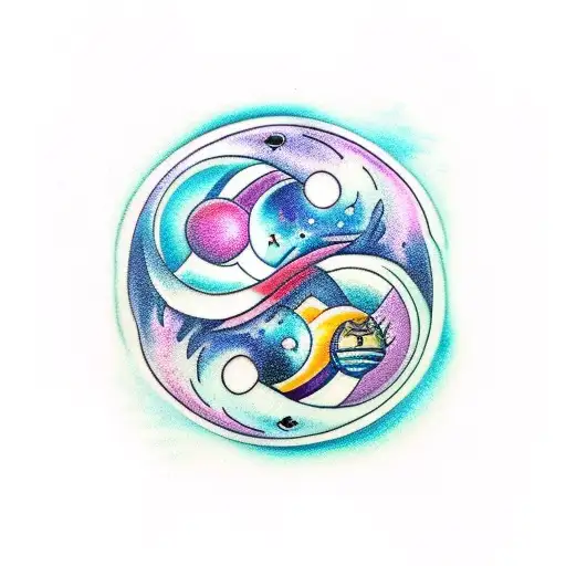 Space And Ocean Inside Ying Yang Symbol