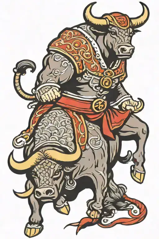 Bull And Matador Fighting Bull