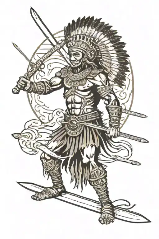 Afircan Loin Warrior Wielding A Sword