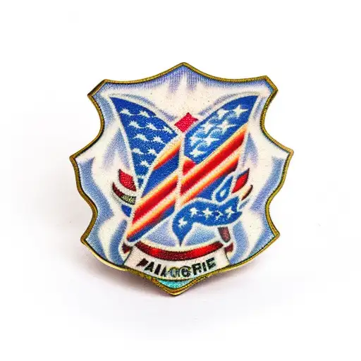 A Paramedic's Badge With An American Flag Background