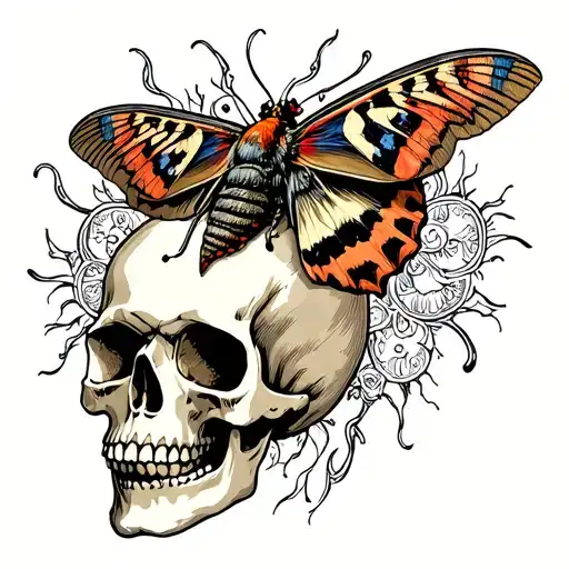 Skull With Death Moth Emerging