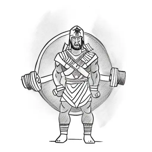 A Spartan Warrior Lifting Weights With Determination