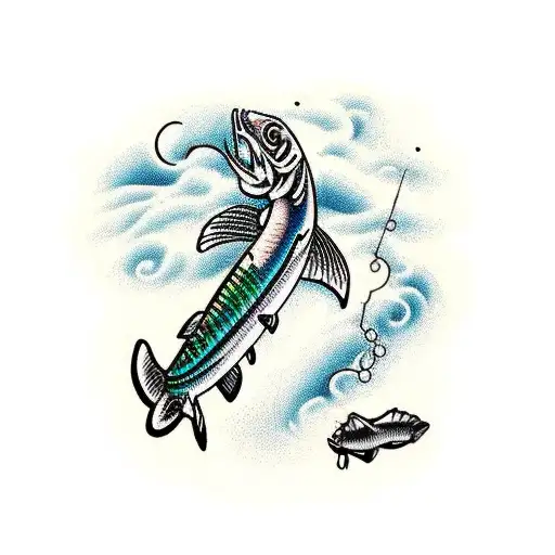 An Intricate Fishing Lure Surrounded By Waves