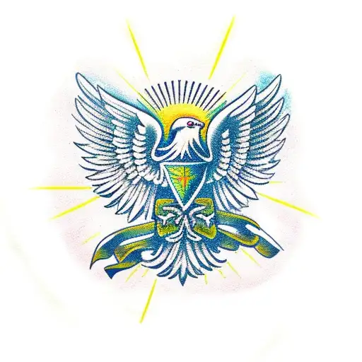 3 Trees With Polish Eagle In Front And Christian Cross