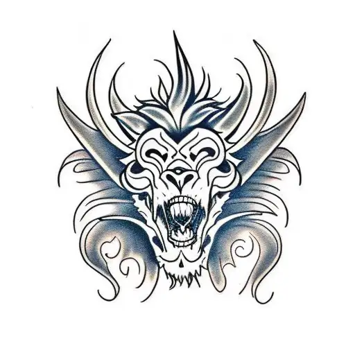 Flaming Demonic Lion Skull