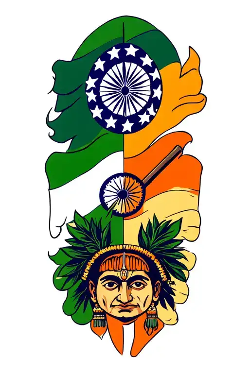 Indian Flag And Pandian Flag Mixed