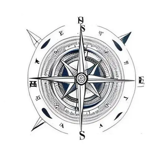 A Traditional Tattoo Of A Compass Surrounded By Architectural Landmarks From Different Countries