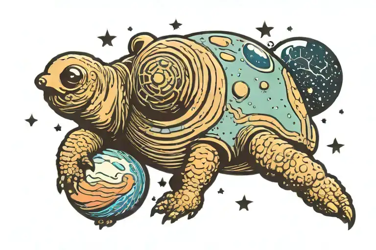 Tardigrade In Space Surrounded By Planets And Stars