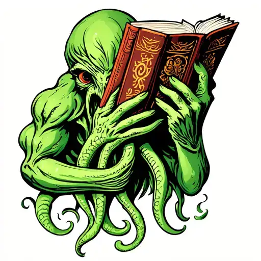 Cthulhu With A Book In His Hands Holding