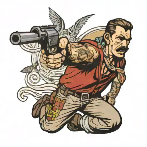 A Criminal Holding A Gun And