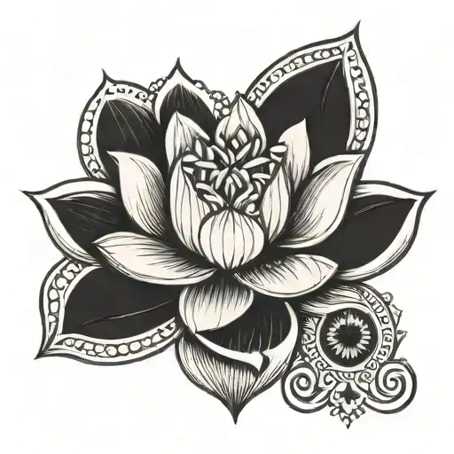 Lotus In A Black Diamond Shape