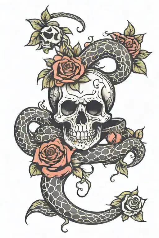 Skull And Roses Snake Slithering