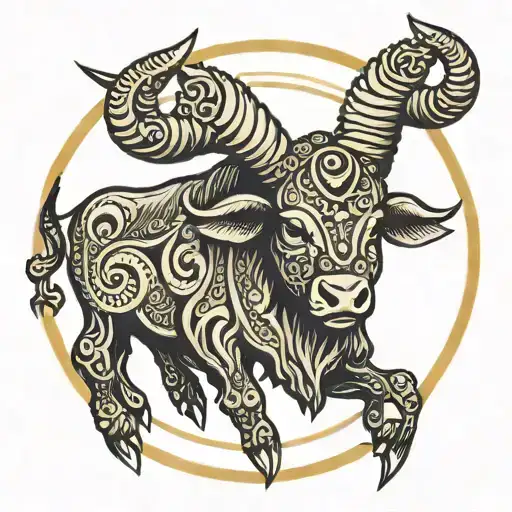 Golden-horned Bull In The Circle Of The Kalovrat