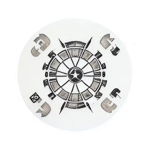 Traditional Style Tattoo Of Iconic Star Wars Characters Playing A Board Game With Chemical Symbols