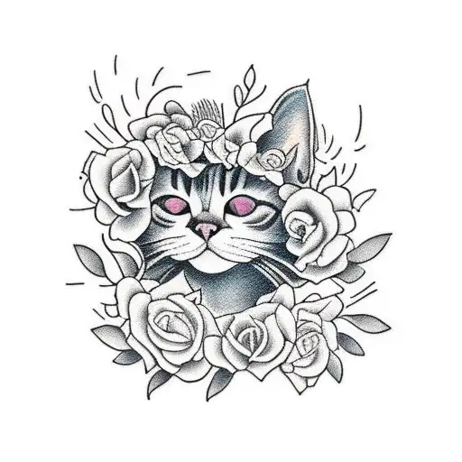 Cat Dancing With Flowers