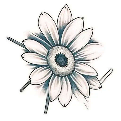 Sword With A Daisy Flower Going Around It