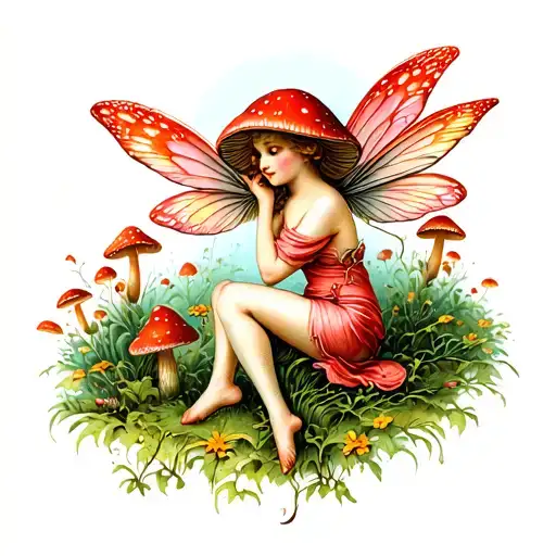 Mushrooms Fairy Sitting