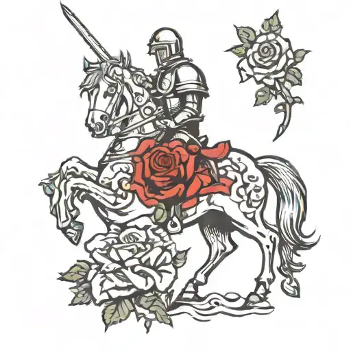 Knight On Horse And Roses