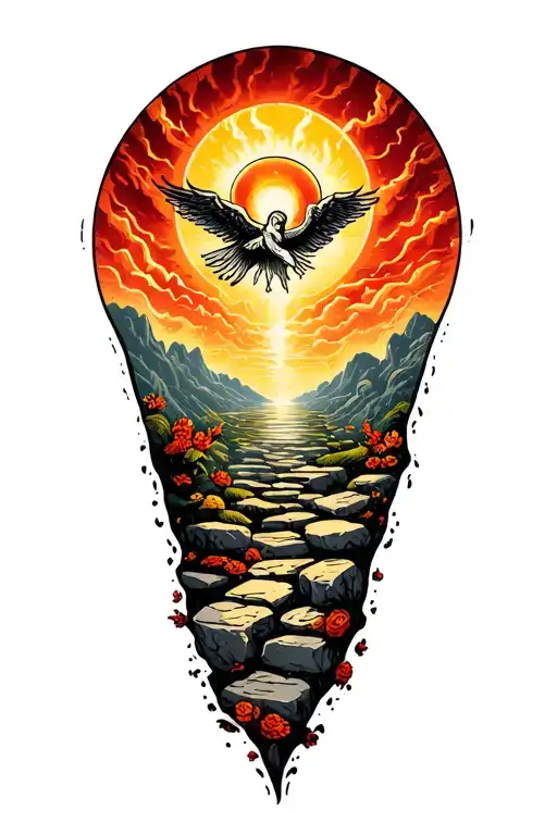 Heaven And Hell Surrounding Finger Printed Stepping Stones