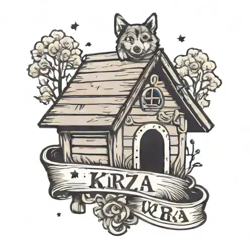 The Inscription Kyrza On The Background Of A Dog House