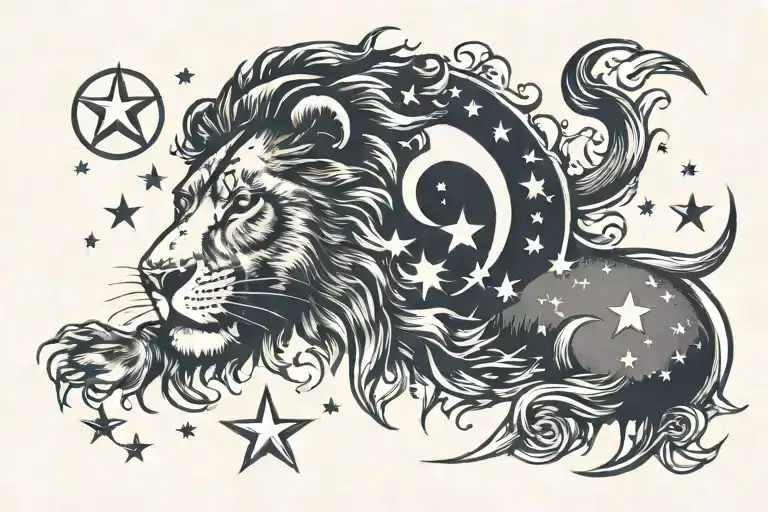 Lion Woods Moon Stars
