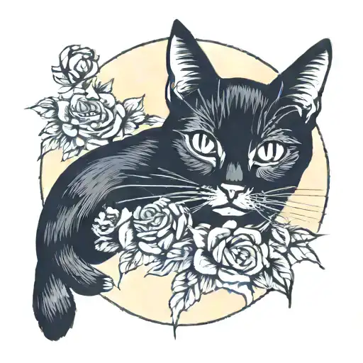 Lady Holding Black Cat Floral Elements Incorporated