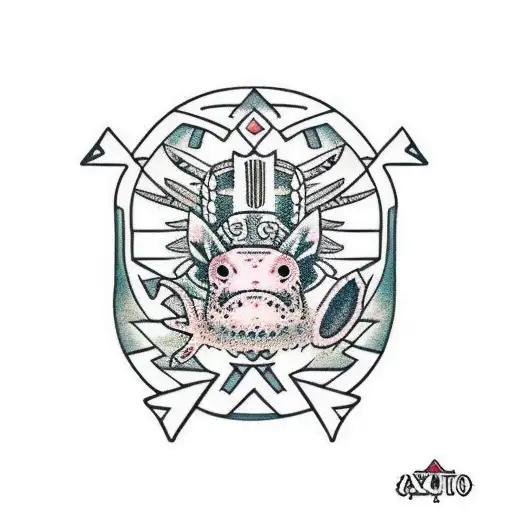 Axolotl Dressed As An Aztec Warrior