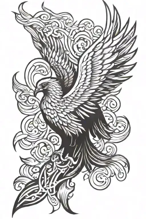 Phoenix Rising With Chris Hidden In Decoration Lines And Design