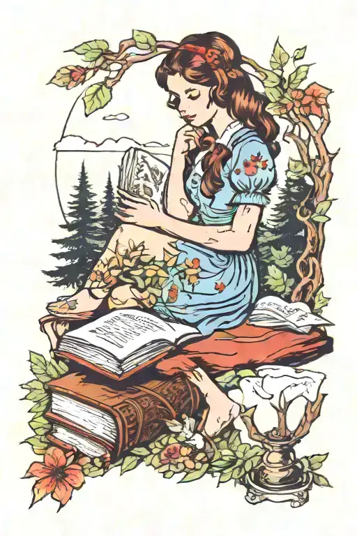 Girl Book And Forest Scene