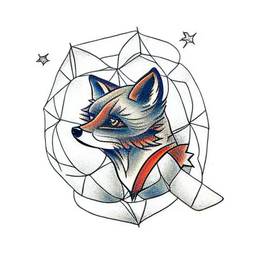 Fox Head On Spider Net