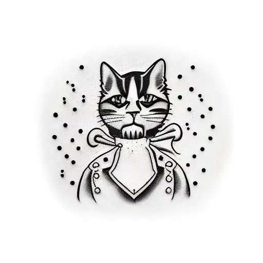 Black Cat Holding Chefs Knife