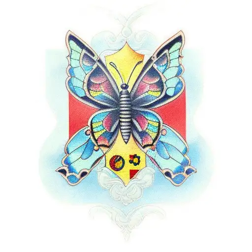 Butterfly With Color Of Barcellona's Flag