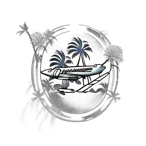 An Airbus A320 With Palm Trees In The Background