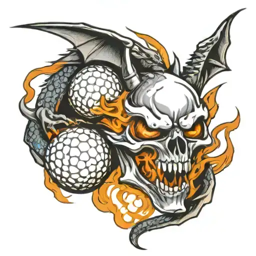 Skulls Golf Ball Dragon Breathing Fire