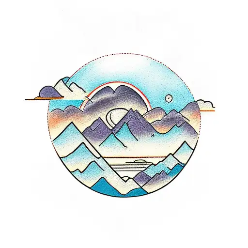 Tattoo Of A Mountain Range With Soundwaves Emanating From It