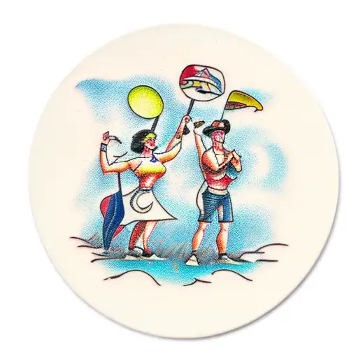 A Disc Golf Scene With Friends And Family Playing In A Warm Climate